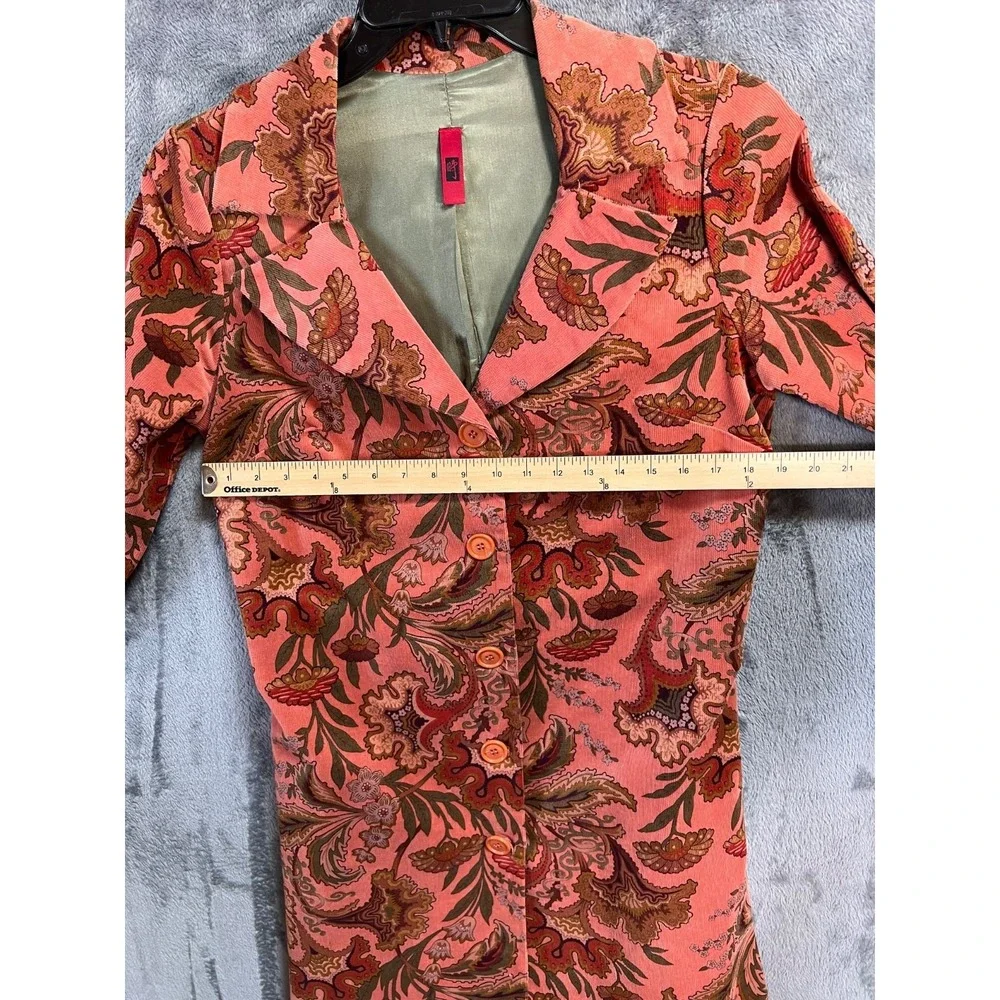 Just In Time USA Corduroy Jacket Womens Large Pink Floral Y2K Vintage - Picture 8 of 11